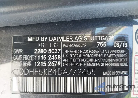 2013 Mercedes-Benz E 350 из США, поврежденный, VIN WDDHF5KB4DA772455